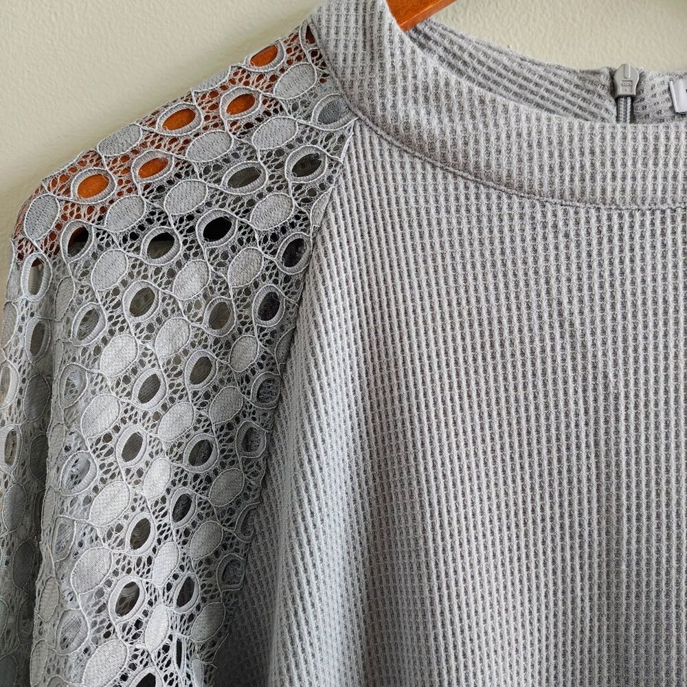 Waffle Knit Lace Sleeve Top - Picture 6 of 8